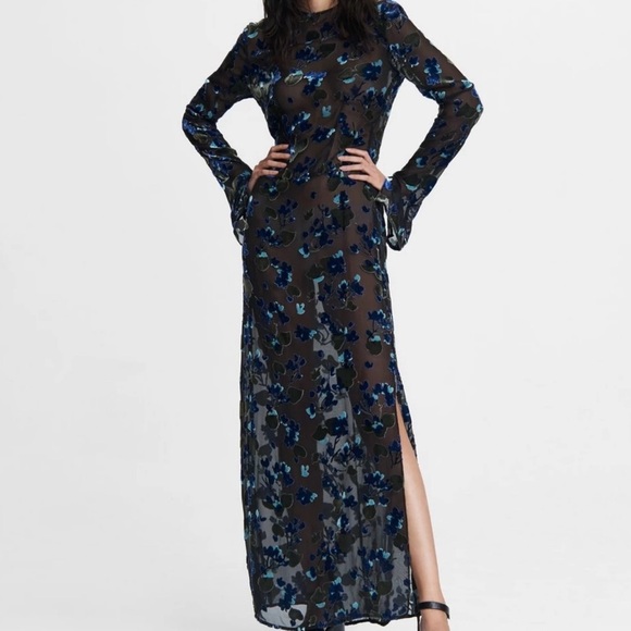 rag & bone Dresses & Skirts - Rag & Bone Women’s Gigi Column Maxi Black Sheer Burnout Floral Dress, Size Large